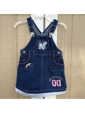 Vintage Y2K My Little Pony Denim Jean Overall Dress Toddler Girl’s Size 4